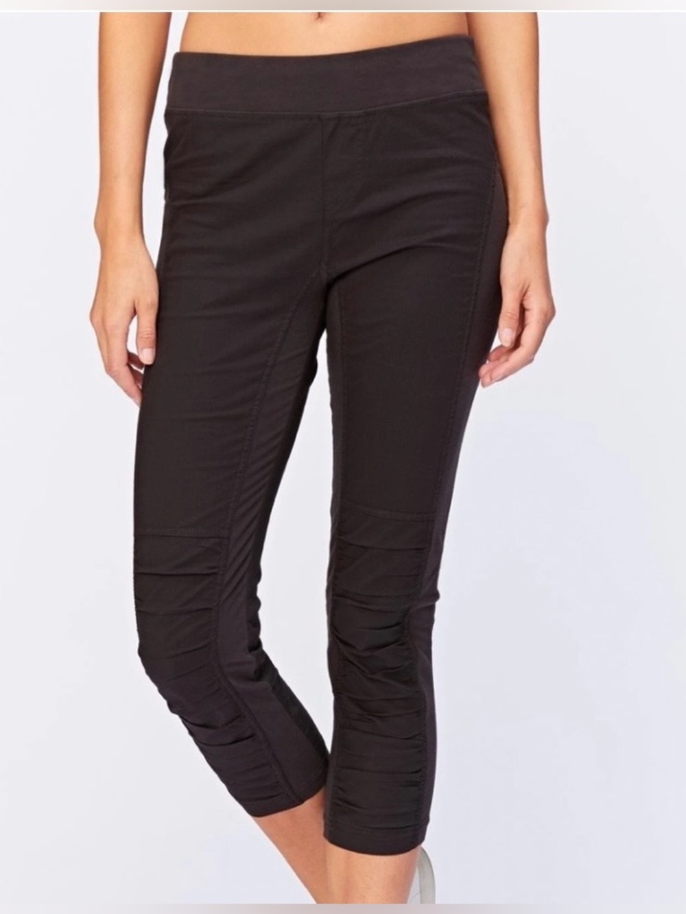 Wearables by XCVI High Waist Jetter Crop Legging Black Size L Ruched